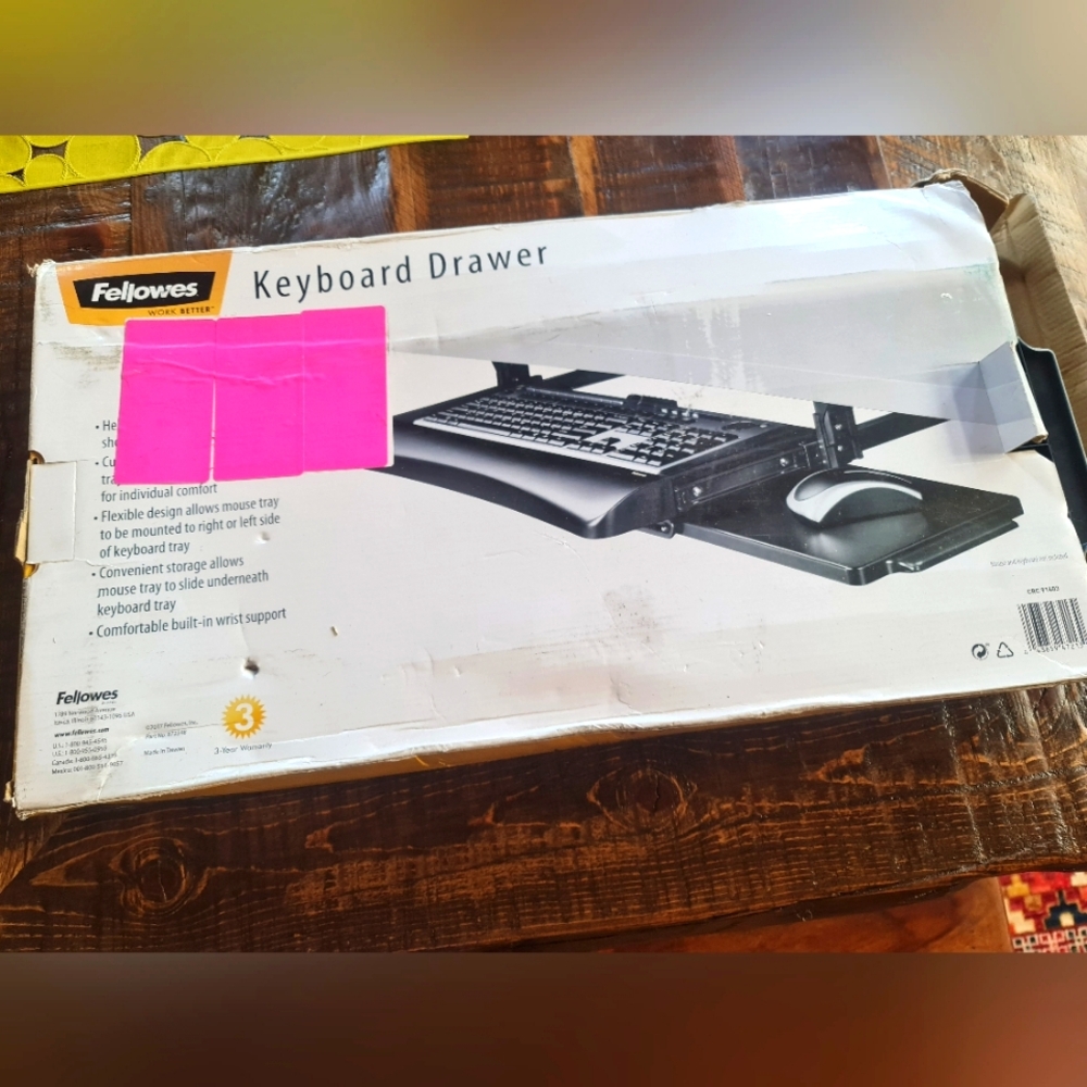 Fellowes Ergonomic Keyboard Drawer for Under Desk Wrist Support New in Box